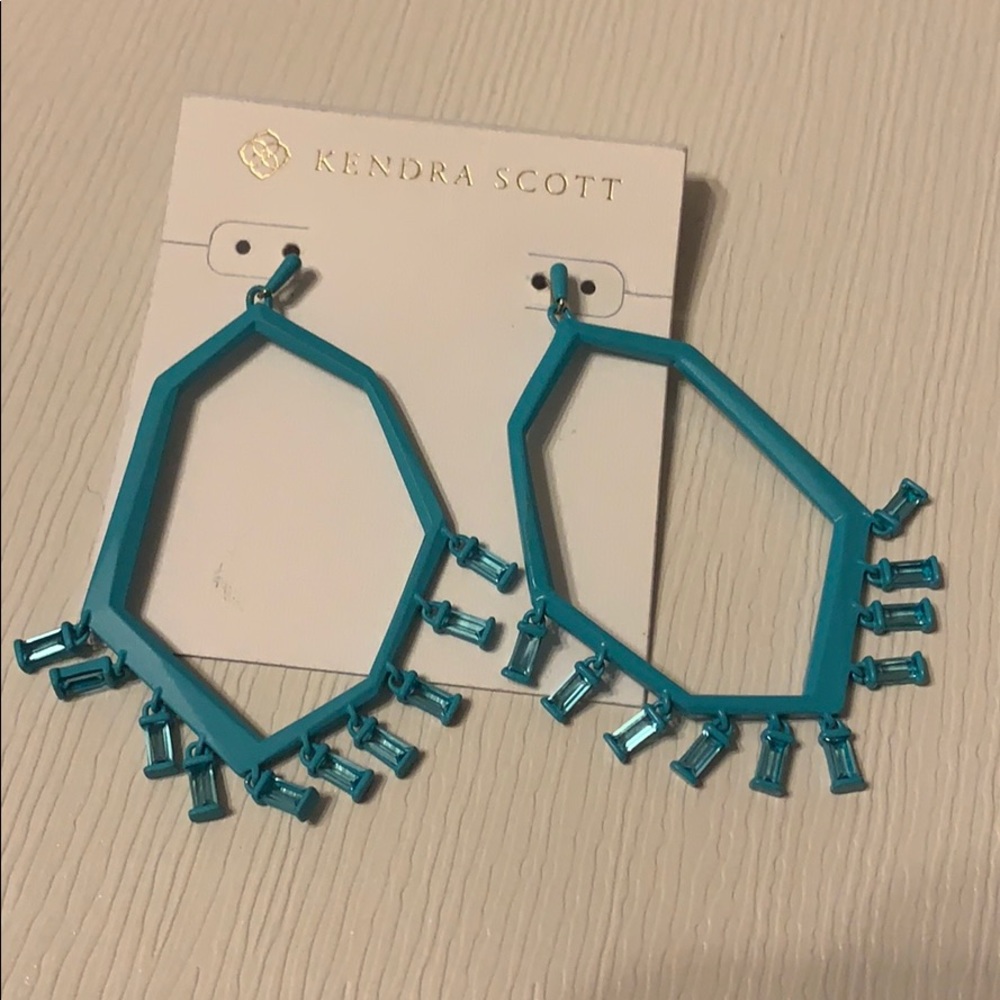 Kendra Scott matte aqua thomas earrings NWOT - Picture 2 of 2